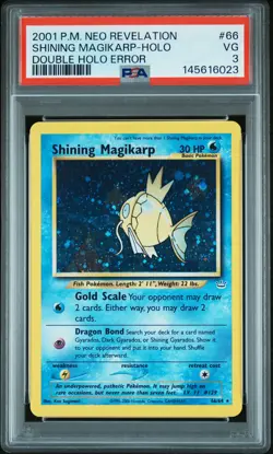 2001 POKEMON NEO REVELATION DOUBLE HOLO ERR #66 SHINING MAGIKARP-HOLO PSA 3 - Image 1