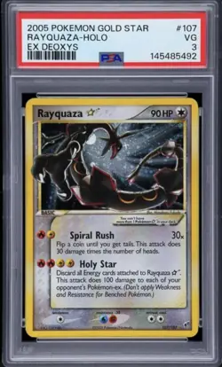 Pokemon Rayquaza Gold Star Ultra Rare EX Deoxys #107 PSA 3 - Image 1