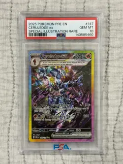 2025 POKEMON PRISMATIC EVOLUTIONS ILLUSTRATION RARE #147 CERULEDGE EX PSA 10 - Image 1