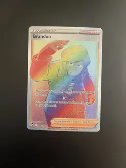 Pokemon Brandon 203/195 Secret Rare Full Art Holo Silver Tempest English TCG - Image 1