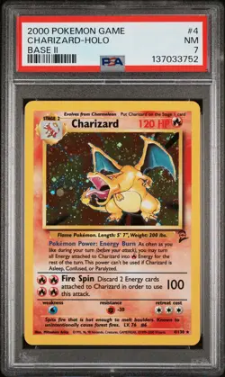 2000 POKEMON BASE SET 2 #4 CHARIZARD-HOLO PSA 7 - Image 1