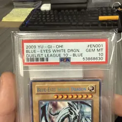 BLUE EYES WHITE DRAGON PSA 10 2009 YUGIOh Duelist League BLUE DL09-EN001 pop 7! - Image 2