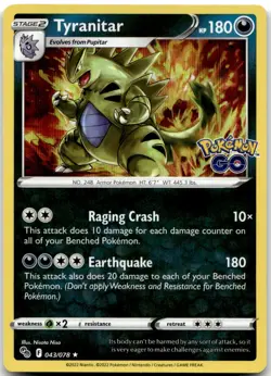 Tyranitar - 043/078 - Holo Rare - Pokemon Go - NM/M - Pokemon Card - Image 1