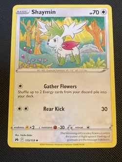 POKEMON TCG: SHAYMIN 115/159 CROWN ZENITH NON HOLO RARE CARD NM - Image 1