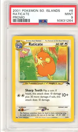 2001 Pokemon Raticate Southern Islands 6/18 Promo PSA 9 Mint - Image 1