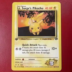 Lt. Surge's Pikachu 84/132 Gym Challenge Regular First Edition Pokemon Card - Image 1