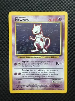 Mewtwo - 10/102 - Pokemon Base Set Unlimited Holo Rare Card WOTC MP - Image 1