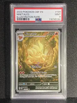 2023 POKEMON OBF EN-OBSIDIAN FLAMES ILLUSTRATION RARE #199 NINETALES PSA 9 - Image 1