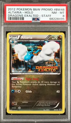 2012 Pokemon Black & White Dragons Exalted Altaria STAFF Prerelease Promo PSA 8 - Image 1