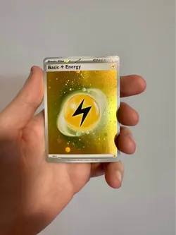 HD Lightning Energy Cosmos Holo with Mew Tail Swirl SVE MEW 004 151 Pokemon Card - Image 3