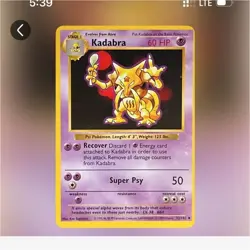 Kadabra Base Set Shadowless 1st Edition Uncommon 032/102 Pokemon Card English - Image 1