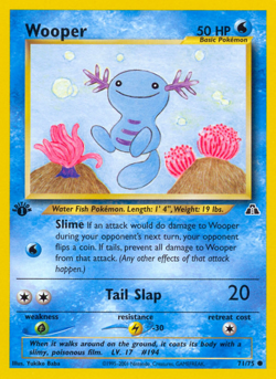 Wooper 71/75 Common Neo Discovery Pokemon Unlimited Moderately Played - Image 1