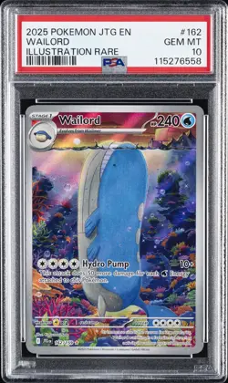 2025 POKEMON JTG EN-JOURNEY TOGETHER ILLUSTRATION RARE #162 WAILORD PSA 10 - Image 1