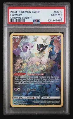 2023 POKEMON SWORD & SHIELD CROWN ZENITH #GG10 FULL ART/MEW PSA 10 - Image 1