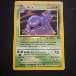 Muk 28/62 Rare Fossil Pokemon Unlimited Non Holo, Lightly Played - Image 1