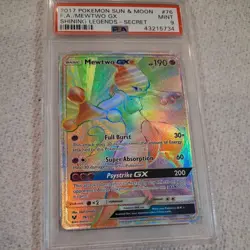 2017 Pokemon Shining Legends Mewtwo GX Full Art Secret #76/73 PSA 9 - Image 1
