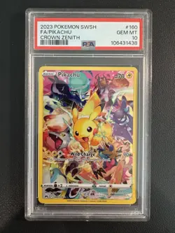 2023 Pokemon SWSH Crown Zenith Pikachu #160 Full Art - PSA 10 GEM MINT - Image 1