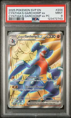 2025 POKEMON SVP EN-SV PREMIUM COLLECTION PROMO CYNTHIA'S GARCHOMP EX 204 PSA 9 - Image 1