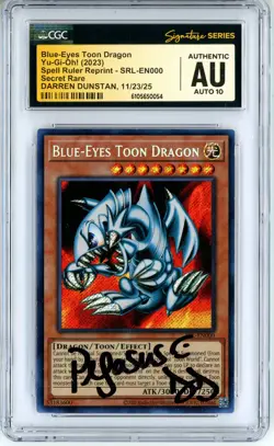 CGC Authentic Auto 10 Signed Darren Dunstan Blue-Eyes Toon Dragon SRL-EN000 - Image 1