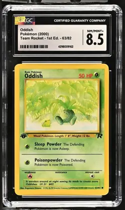 2000 Pokemon ODDISH Team Rocket 1st Edition 63/82 CGC 8.5 NM-MT+ - Image 1