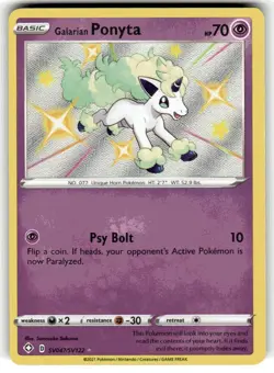 Galarian Ponyta SV047/SV122 Rare Shiny Shining Fates Shiny Vault Pokemon Card NM - Image 1