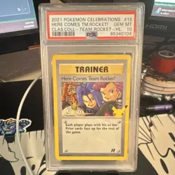 2021 Pokemon Here Comes Team Rocket! 15/82 Celebrations Holo Trainer PSA 10 - Image 1
