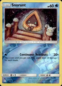 Pokemon Reverse Holo Snorunt SM - Cosmic Eclipse 47/236 LP - Image 1