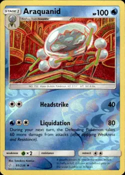 Pokemon Reverse Holo Araquanid SM - Cosmic Eclipse 65/236 LP - Image 1