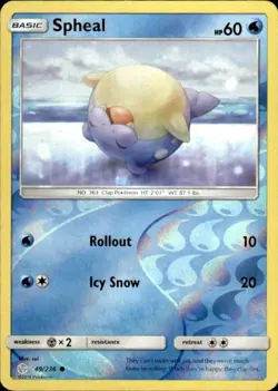 Pokemon Reverse Holo Spheal SM - Cosmic Eclipse 49/236 LP - Image 1