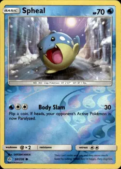 Pokemon Reverse Holo Spheal SM - Cosmic Eclipse 50/236 LP - Image 1
