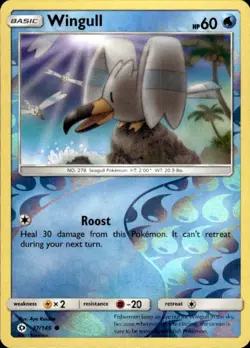 Pokemon Reverse Holo Wingull SM Base Set 37/149 LP - Image 1