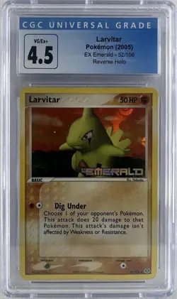 Larvitar Pokemon (2005) EX Emerald 52/106 Reverse Holo CGC 4.5 VG/EX+ - Image 1