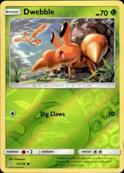 Pokemon Reverse Holo Dwebble SM - Unified Minds 10/236 LP - Image 1