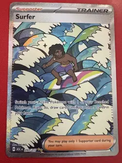 Pokemon Surfer Trainer Supporter Full Art Holo Rare ASC 293/217 2023 - Image 1