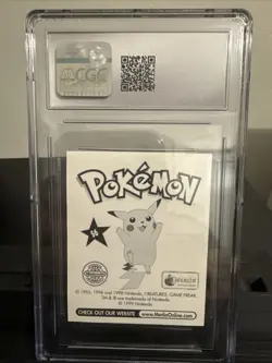 CGC 10 GEM MINT Pikachu S6 Merlin Series 1 Holographic Sticker Pokemon TCG 1998 - Image 2