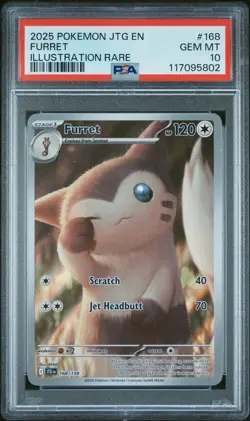 2025 POKEMON JTG EN-JOURNEY TOGETHER ILLUSTRATION RARE #168 FURRET PSA 10 - Image 1