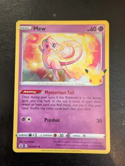 Pokemon Mew TCG Holo Rare Card Celebrations 011/025 25th Anniversary Pack - Image 1