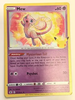 Pokemon TCG Mew Celebrations Holo Foil Card 011/025 Rare - Image 1