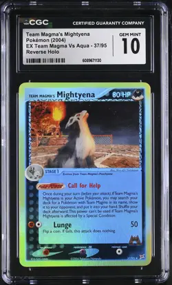 CGC 10 Team Magma's Mightyena Team Magma Vs Aqua 37/95 Reverse Holo Pokemon Card - Image 1