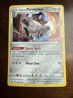 Pokemon 2020 Sword & Shield Galarian Perrserker Promo Card SWSH008 - Image 1