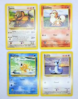 Vintage Pokemon Cards Lot (4) *NM - Base Set 2 - Tauros, Dratini, Magikarp - Image 1