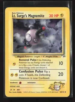 Lt. Surge's Magnemite 50/132 Uncommon Gym Heroes Pokemon LP - Image 2