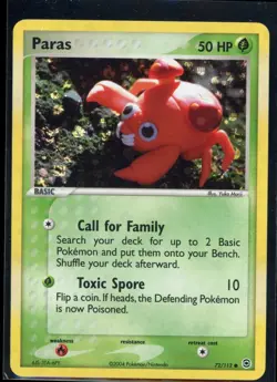 Paras 72/112 Reverse Holo Common FireRed & LeafGreen Pokemon NM - Image 2