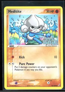 Meditite 56/100 Reverse Holo Common Crystal Guardians Pokemon NM - Image 2
