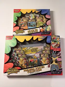 Pokemon Ascended Heroes Premium Poster Mega Lucario & Pin Collection Set of 2! - Image 1