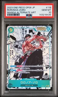 2023 ONE PIECE JPN OP06-WINGS OF THE CAPTAIN #118 RORONOA ZORO PSA 10 - Image 1