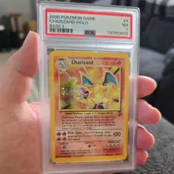 PSA 7 NEAR MINT 2000 Pokemon Charizard #4 Holo Base Set 2 - Image 1