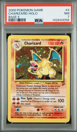 2000 Pokemon Base Set 2 Holo #4 Charizard PSA 7 - Image 1