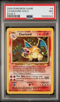 2000 Pokemon Base Set 2 Holo #4 Charizard PSA 7 - Image 1