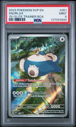 Pokemon TCG Snorlax SVP 051 151 Elite Trainer Box Black Star Promo Card - PSA 9 - Image 1